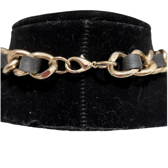 Gold Lions Face Medallion Necklace Black Leather Braided Chain Pendent Statement - Picture 4 of 8